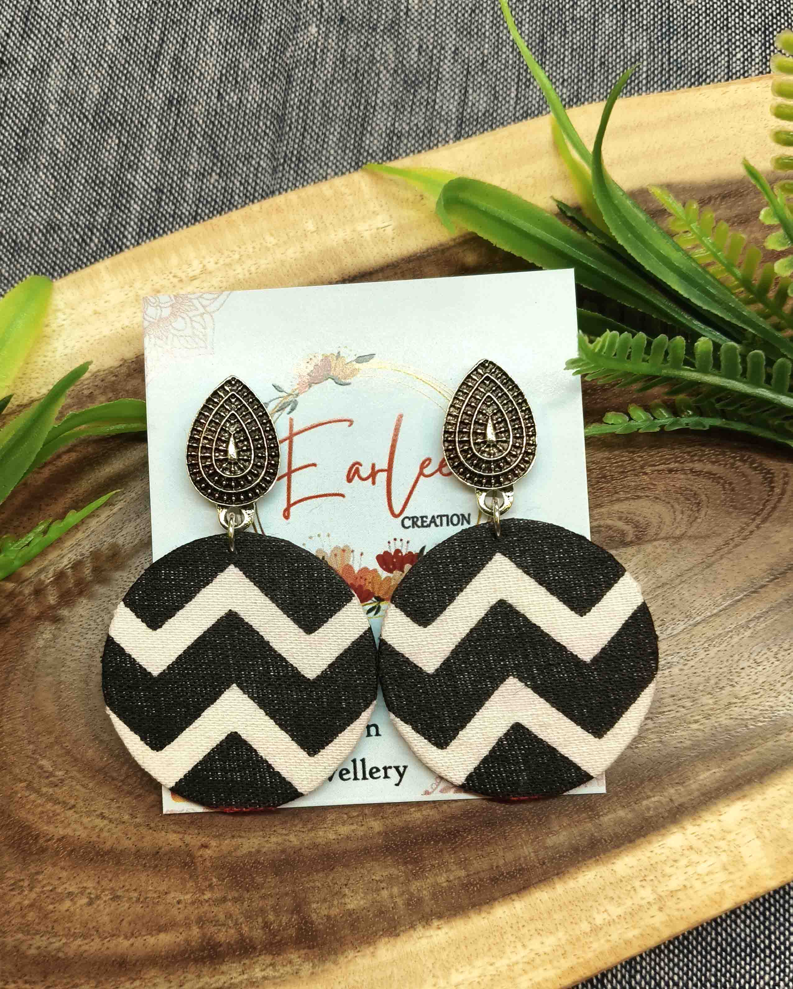 Zara Chevron Fabric Drop Earrings